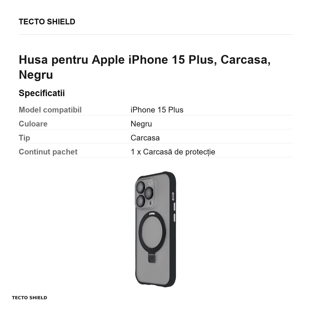 Husa Ring Secure Mag pentru Apple iPhone 15 Plus, Carcasa, Negru [3]