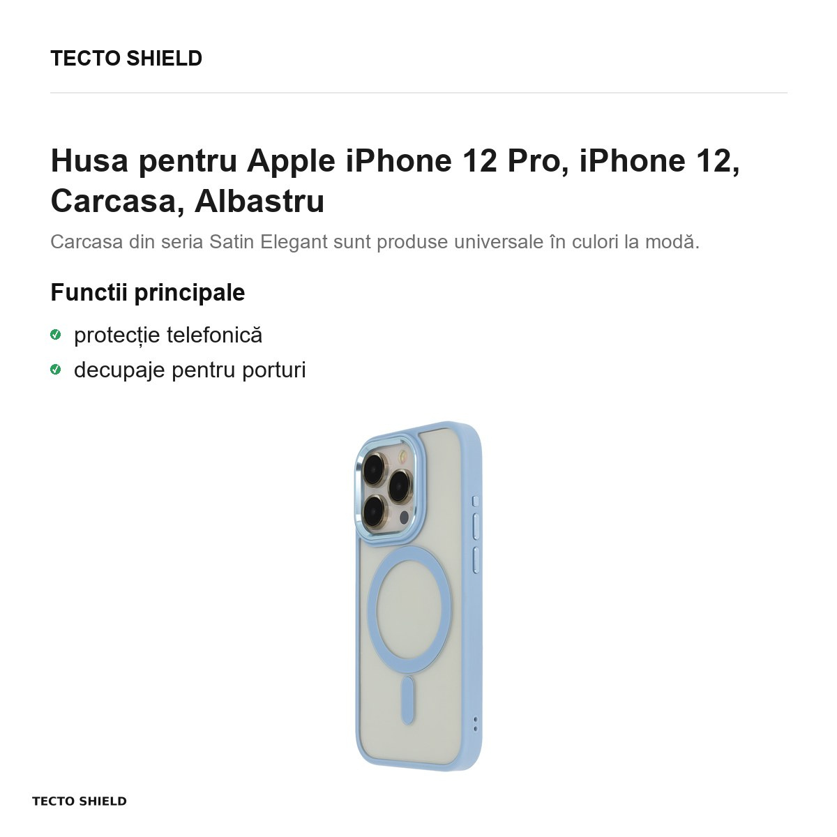 Husa Satin Elegant Mag pentru Apple iPhone 12 Pro, iPhone 12, Carcasa, Albastru [2]
