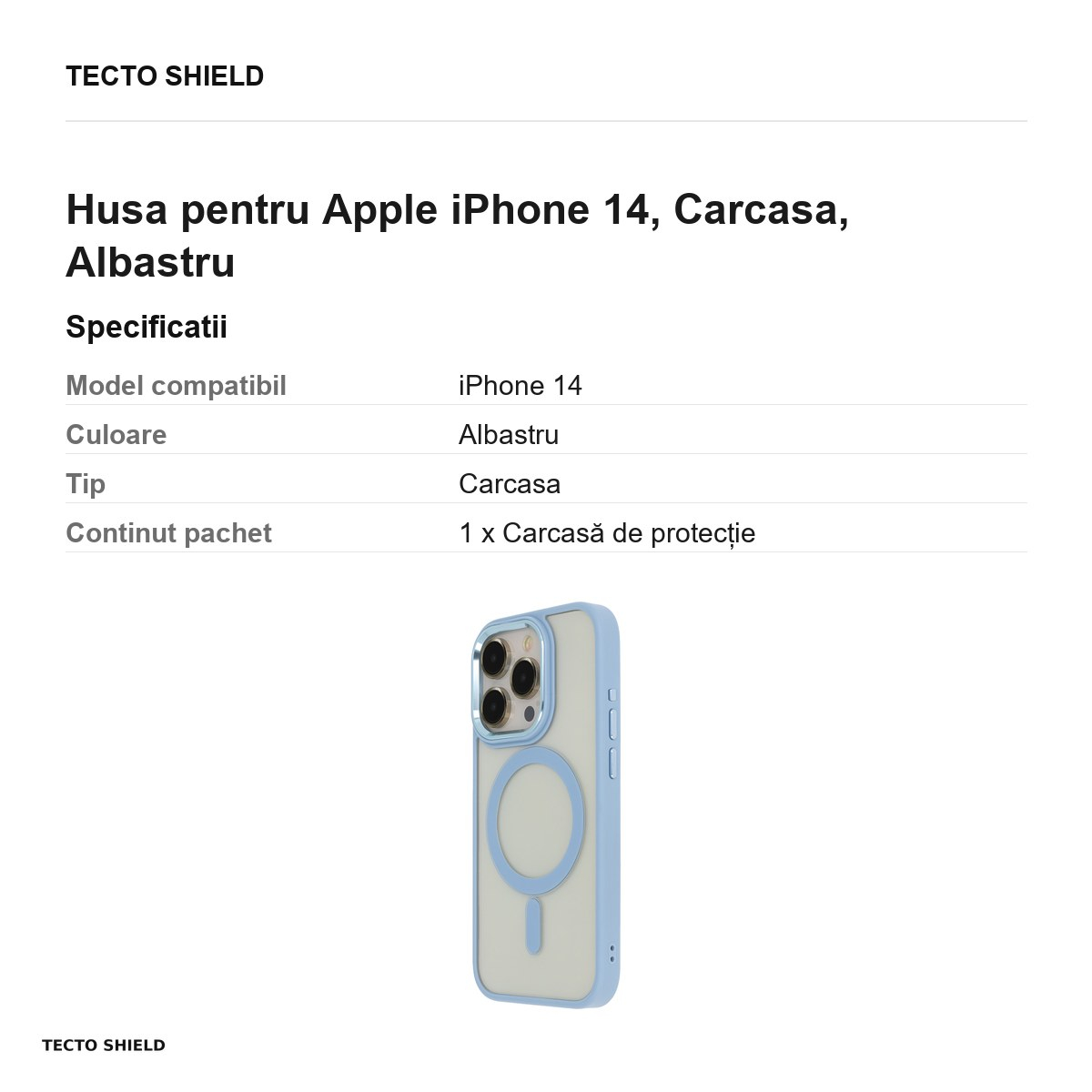 Husa Satin Elegant Mag pentru Apple iPhone 14, Carcasa, Albastru [3]