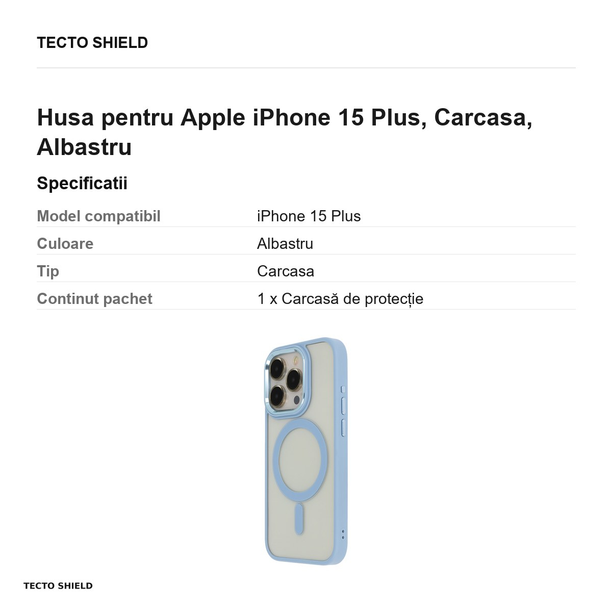 Husa Satin Elegant Mag pentru Apple iPhone 15 Plus, Carcasa, Albastru [3]