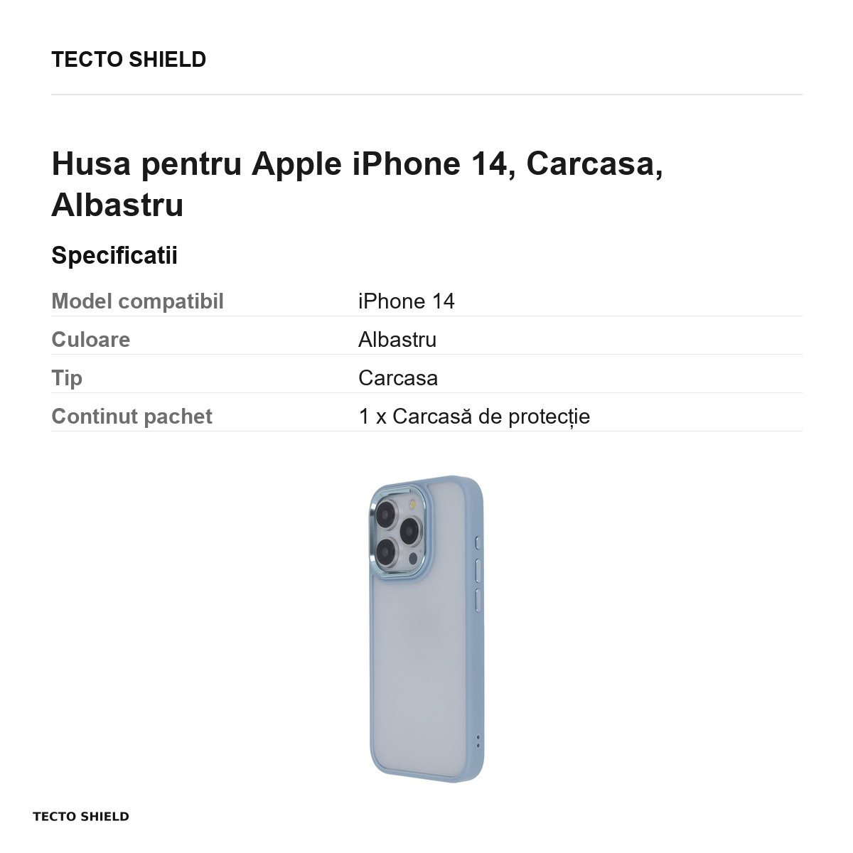 Husa Satin Elegant Matt pentru Apple iPhone 14, Carcasa, Albastru [3]