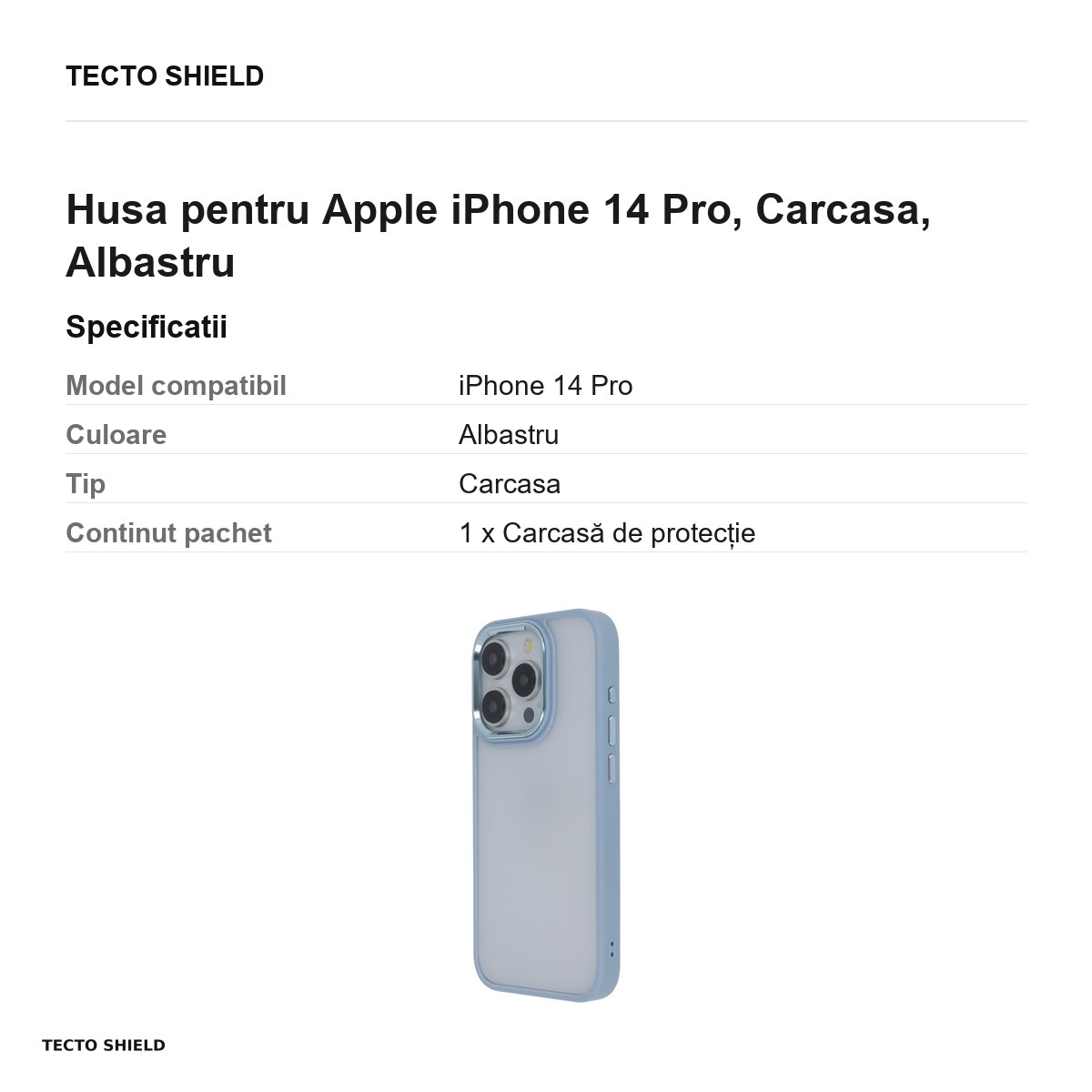 Husa Satin Elegant Matt pentru Apple iPhone 14 Pro, Carcasa, Albastru [3]