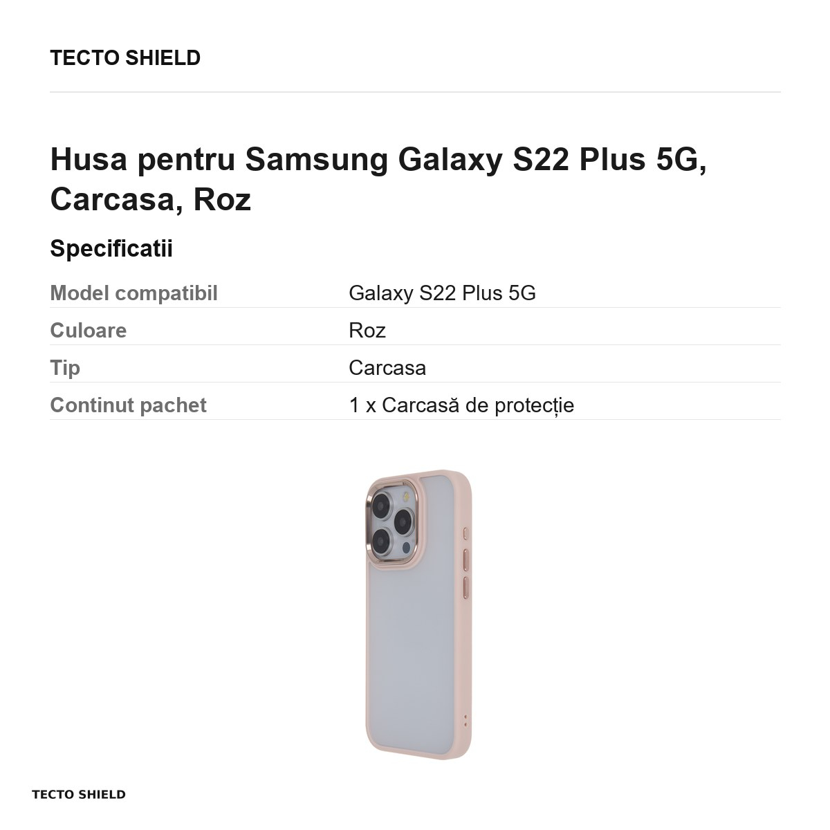 Husa Satin Elegant Matt pentru Samsung Galaxy S22 Plus 5G, Carcasa, Roz [3]
