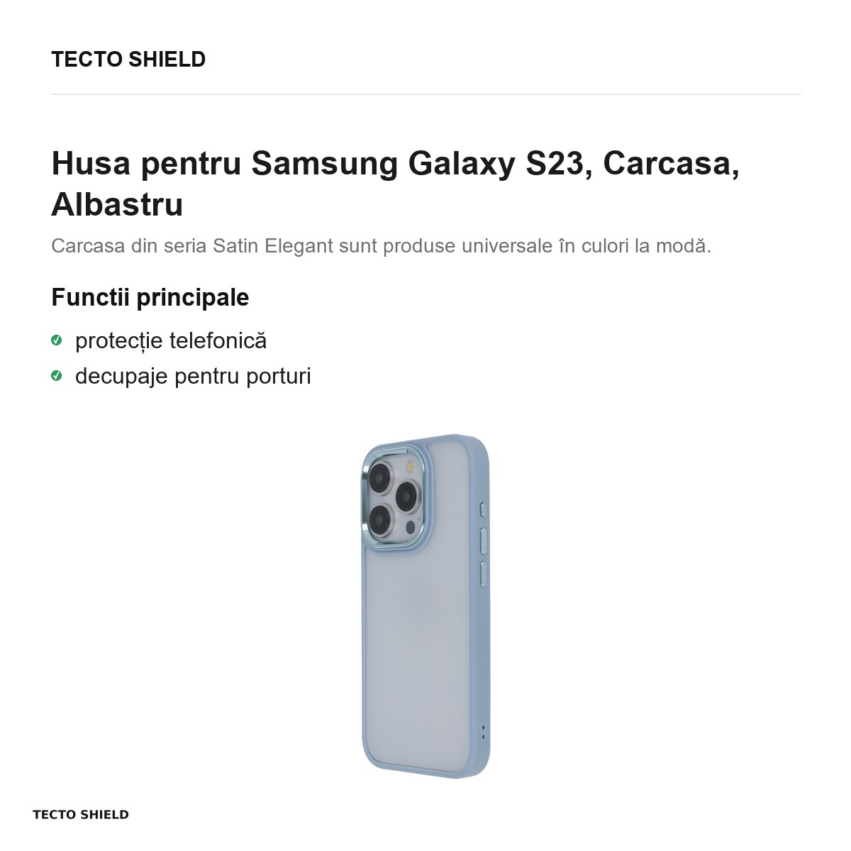 Husa Satin Elegant Matt pentru Samsung Galaxy S23, Carcasa, Albastru [2]