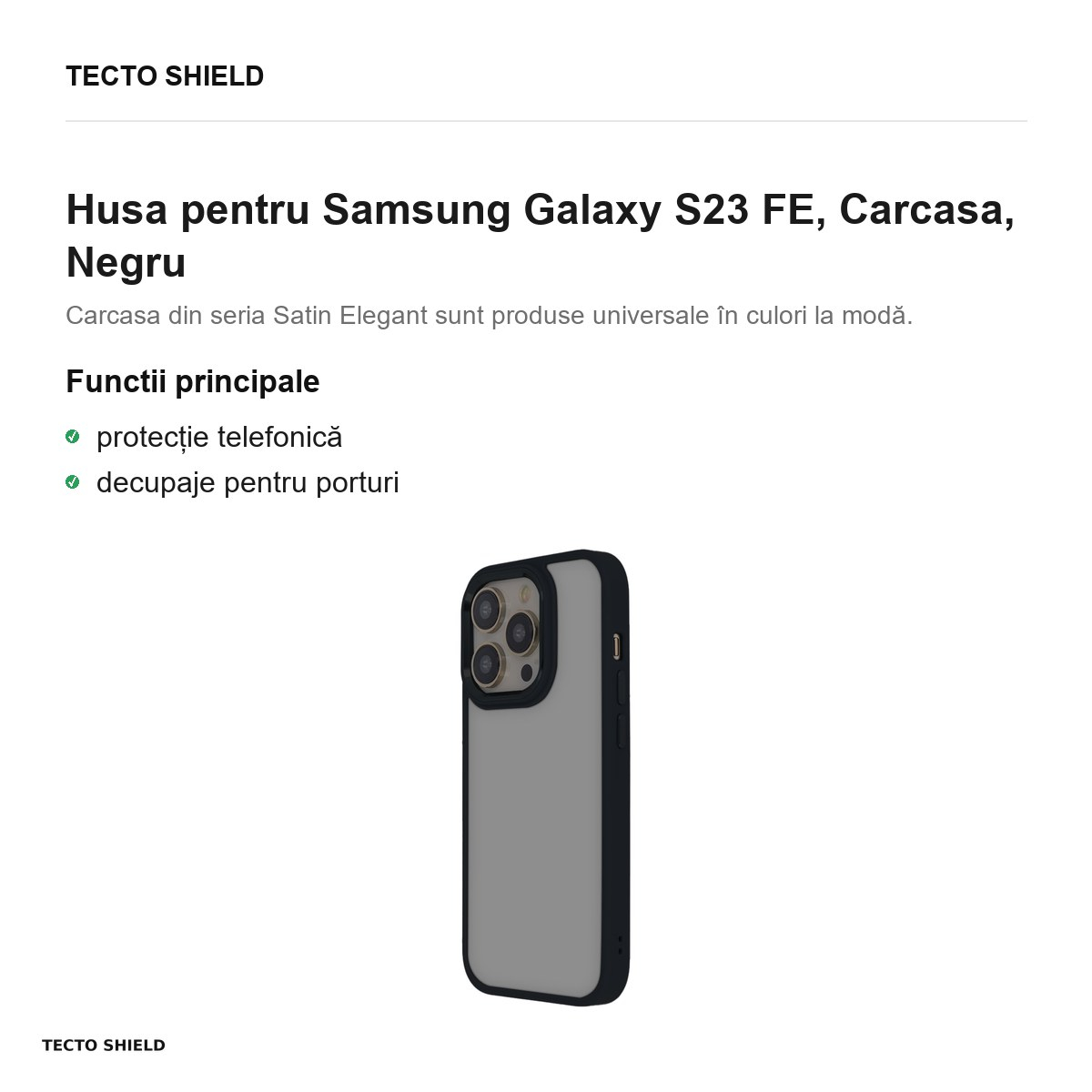 Husa Satin Elegant Matt pentru Samsung Galaxy S23 FE, Carcasa, Negru [2]