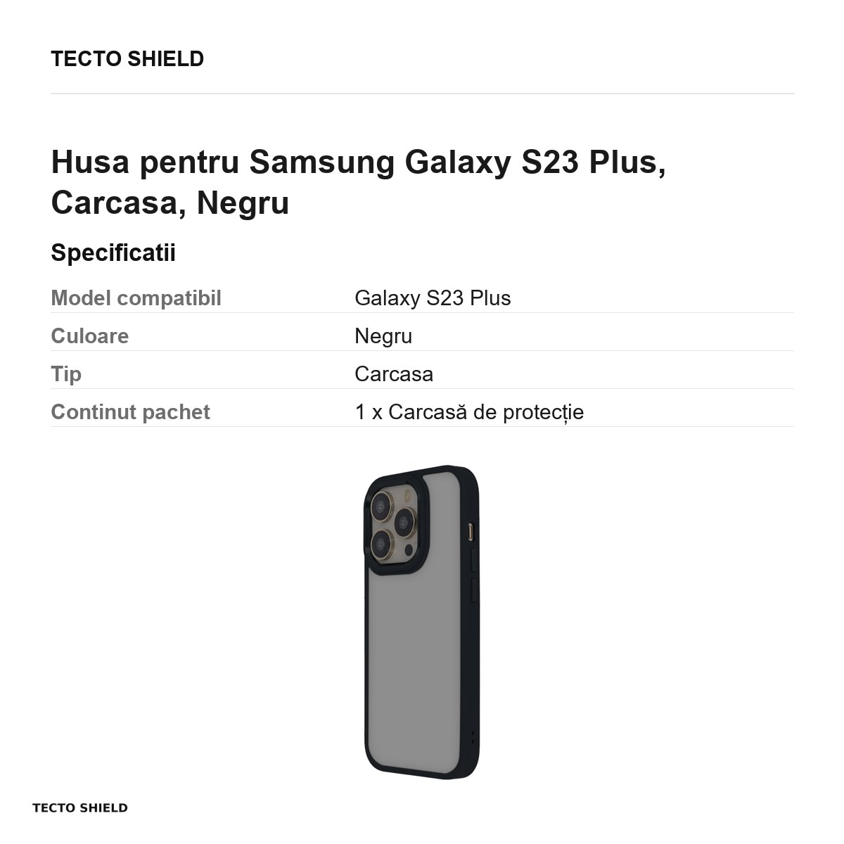 Husa Satin Elegant Matt pentru Samsung Galaxy S23 Plus, Carcasa, Negru [3]