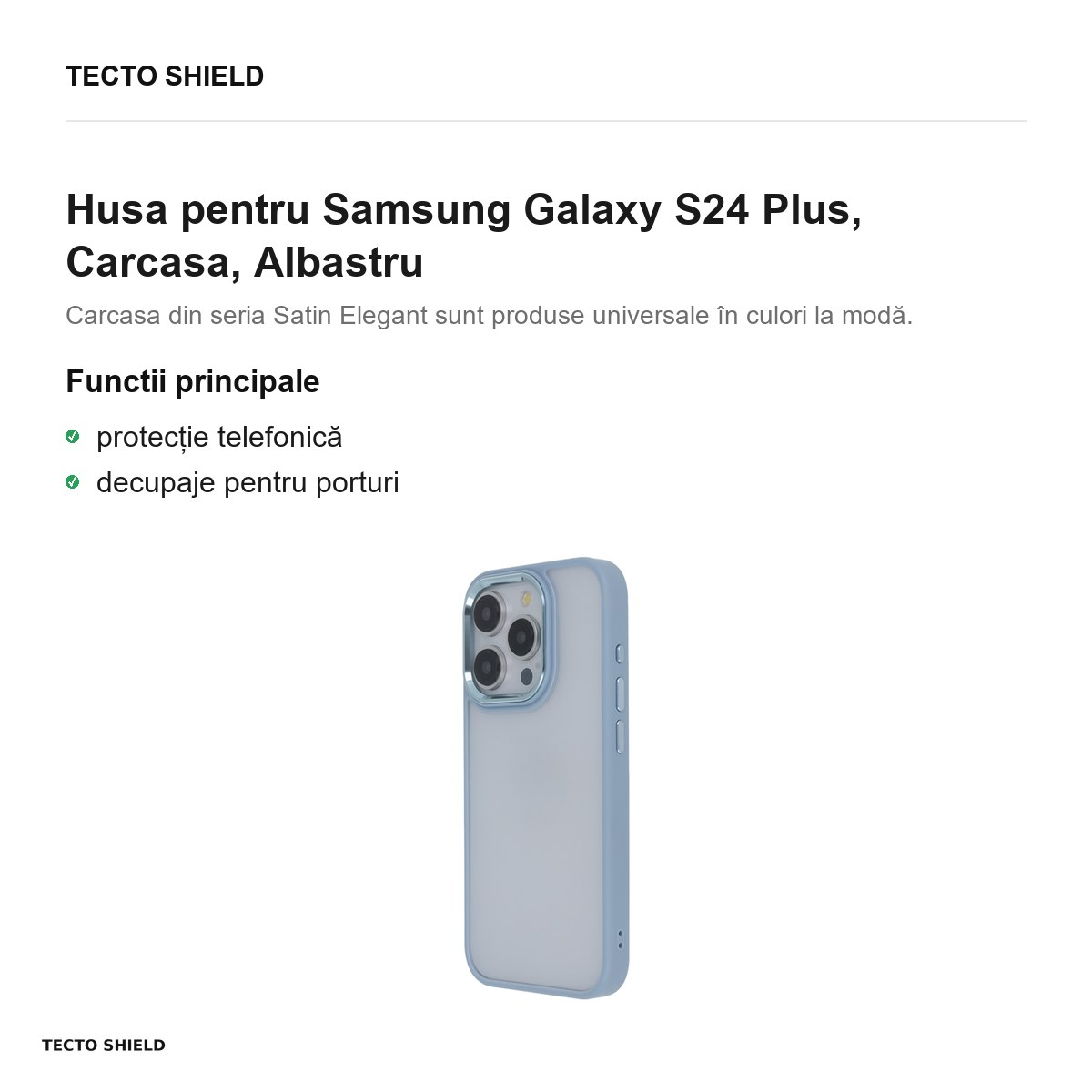 Husa Satin Elegant Matt pentru Samsung Galaxy S24 Plus, Carcasa, Albastru [2]