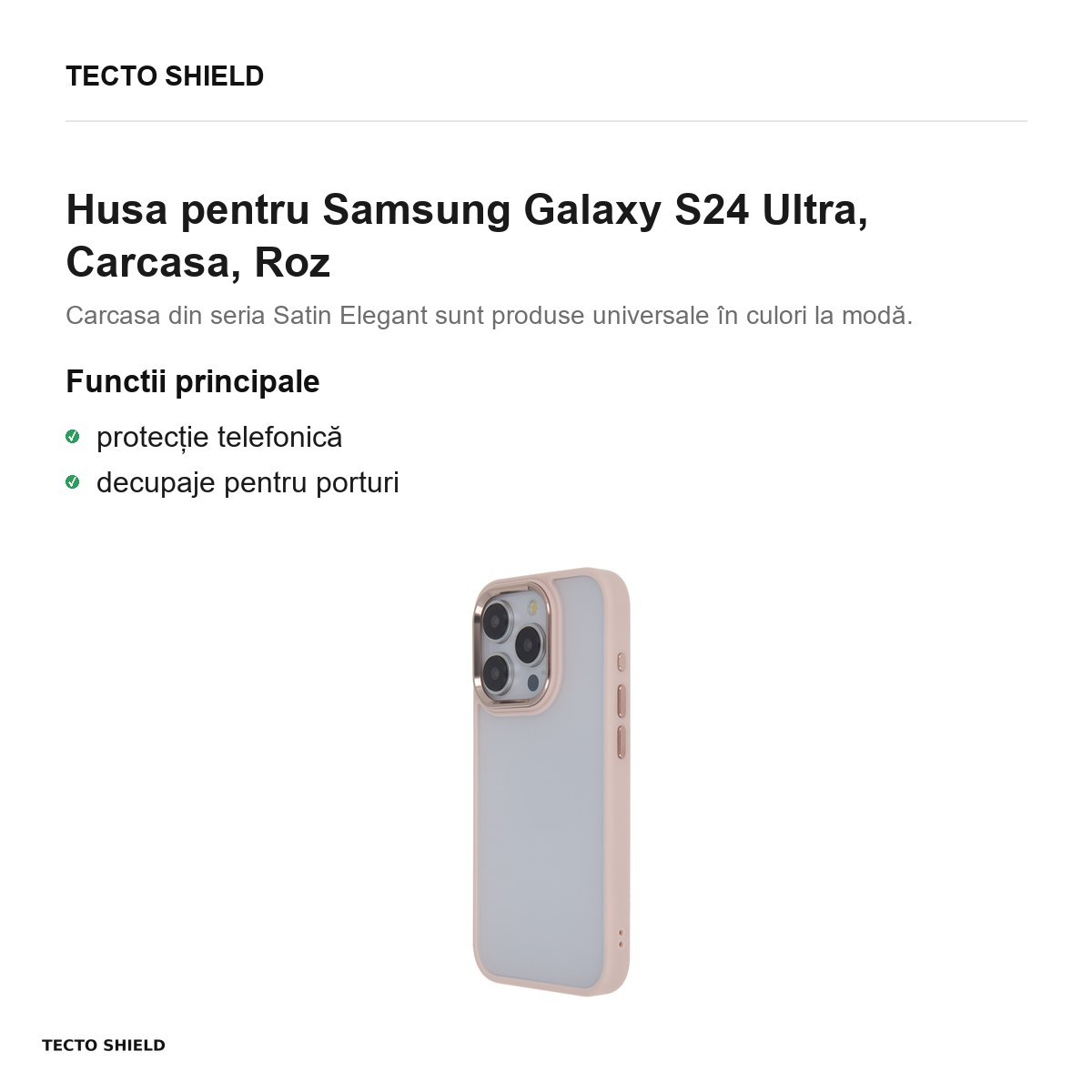 Husa Satin Elegant Matt pentru Samsung Galaxy S24 Ultra, Carcasa, Roz [2]