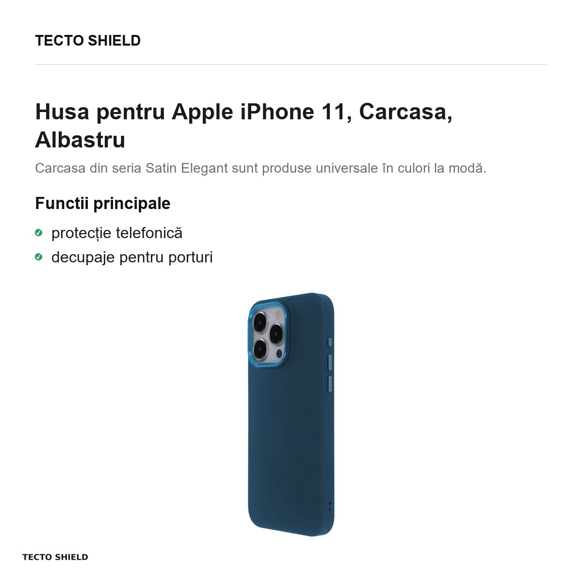 Husa Satin Elegant pentru Apple iPhone 11, Carcasa, Albastru [2]