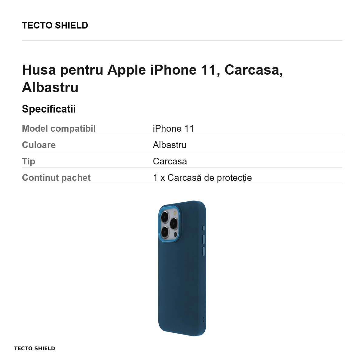 Husa Satin Elegant pentru Apple iPhone 11, Carcasa, Albastru [3]