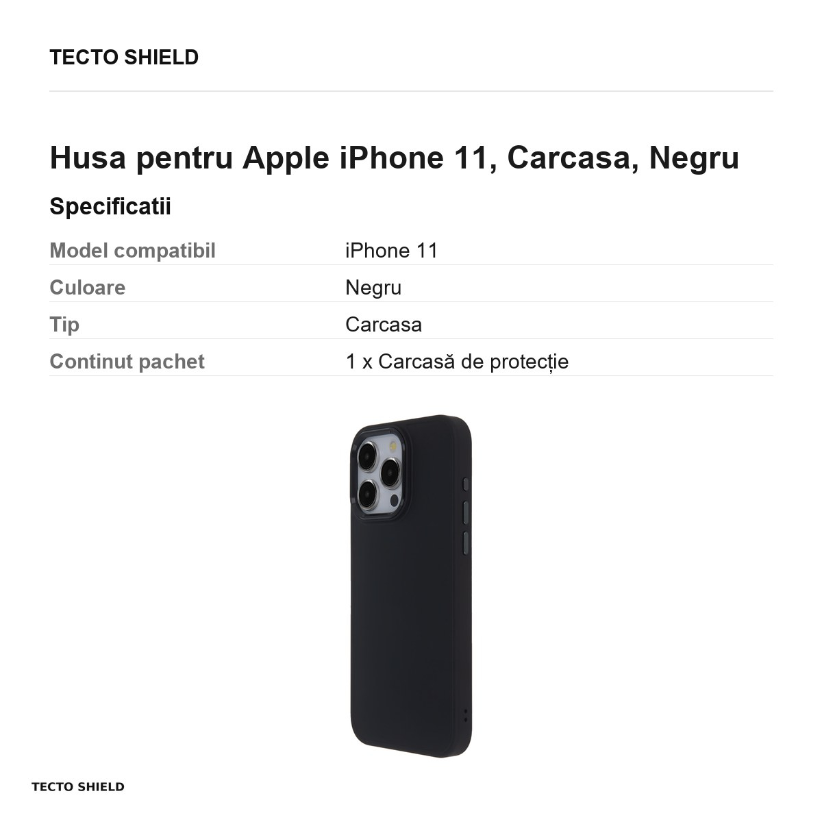 Husa Satin Elegant pentru Apple iPhone 11, Carcasa, Negru [3]