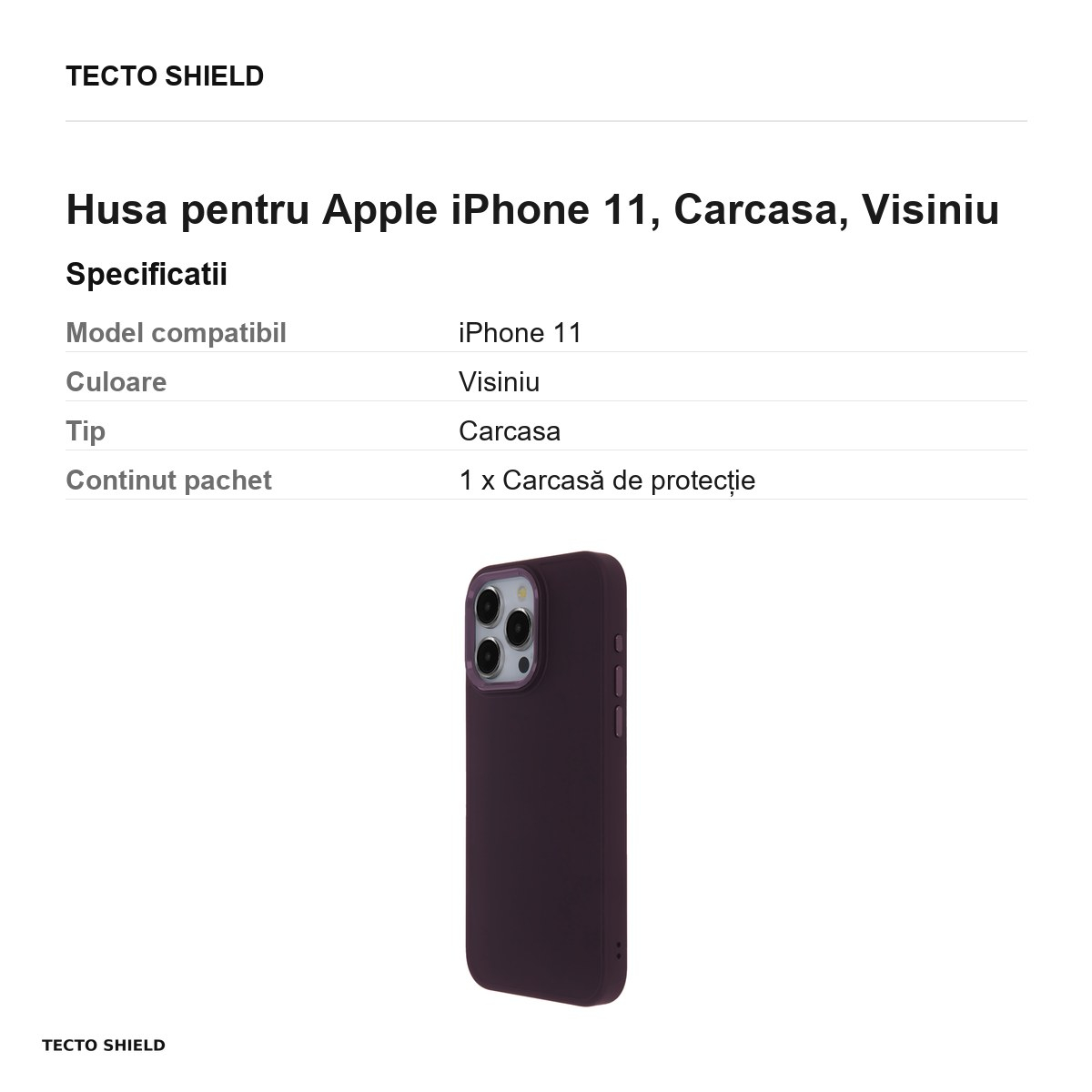 Husa Satin Elegant pentru Apple iPhone 11, Carcasa, Visiniu [3]