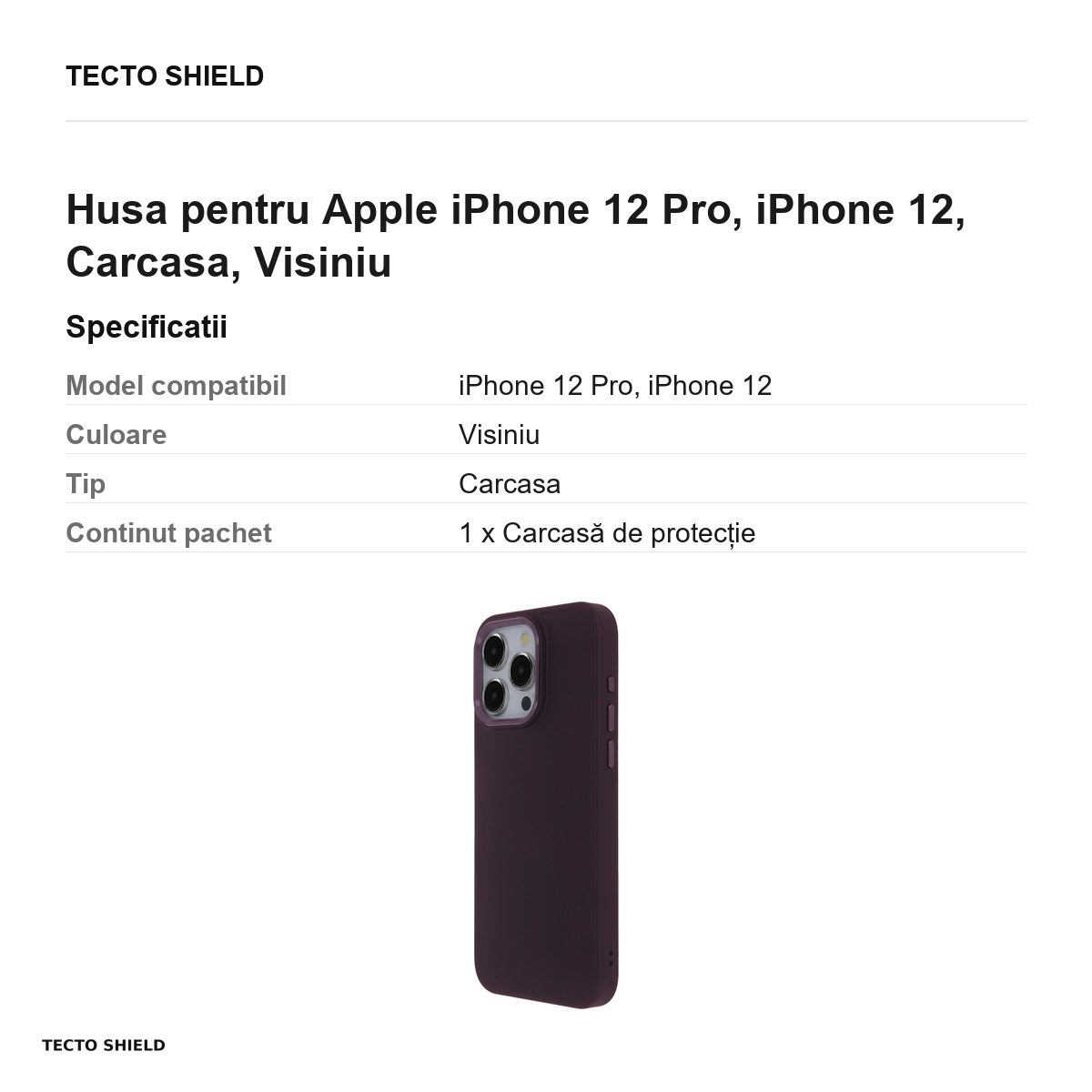 Husa Satin Elegant pentru Apple iPhone 12 Pro, iPhone 12, Carcasa, Visiniu [3]