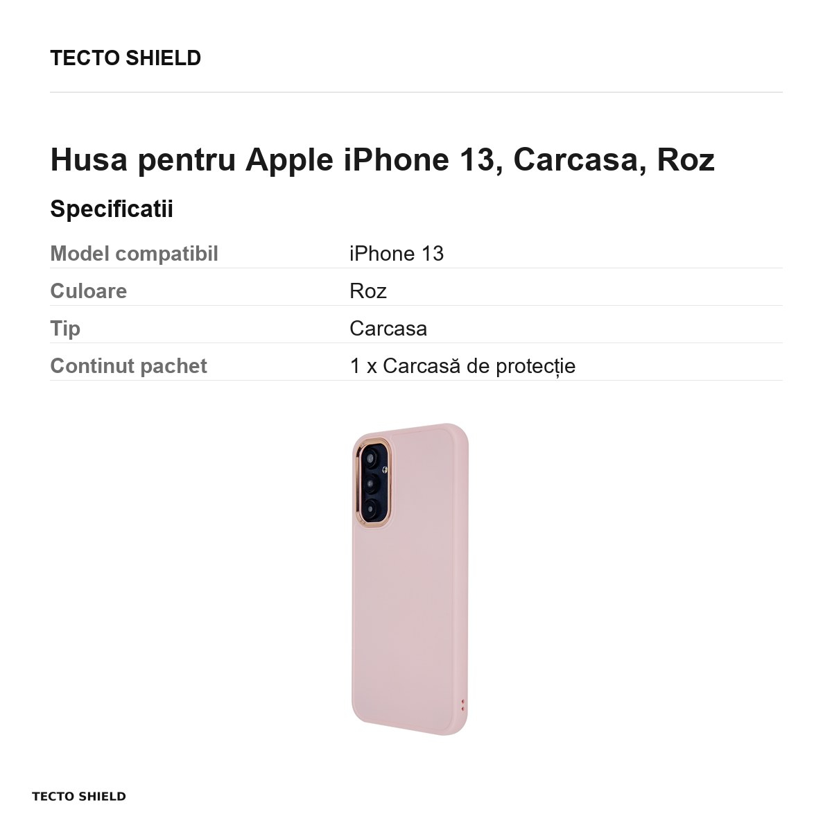 Husa Satin Elegant pentru Apple iPhone 13, Carcasa, Roz [3]