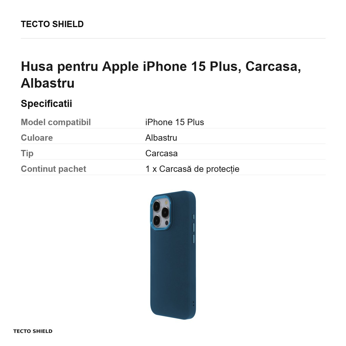 Husa Satin Elegant pentru Apple iPhone 15 Plus, Carcasa, Albastru [3]
