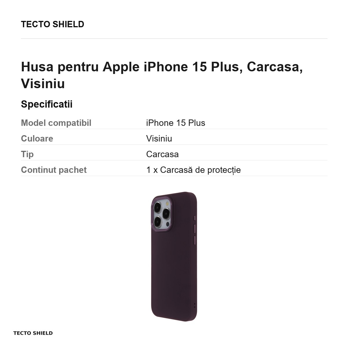 Husa Satin Elegant pentru Apple iPhone 15 Plus, Carcasa, Visiniu [3]