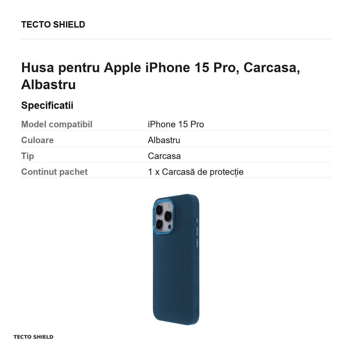 Husa Satin Elegant pentru Apple iPhone 15 Pro, Carcasa, Albastru [3]