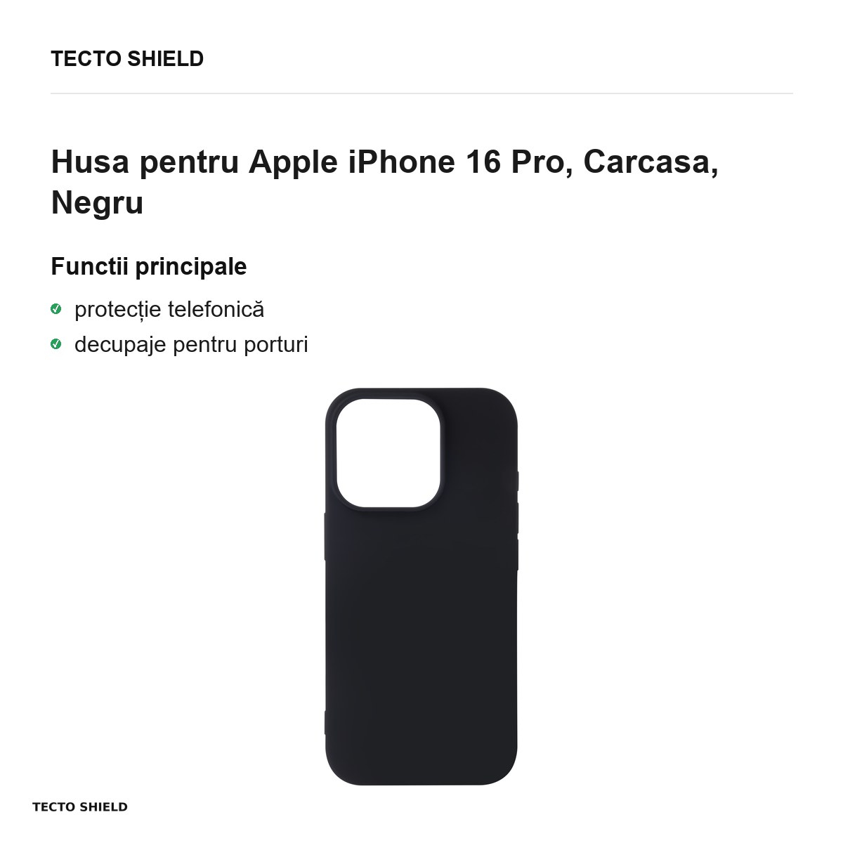 Husa Satin Flex pentru Apple iPhone 16 Pro, Carcasa, Negru [2]