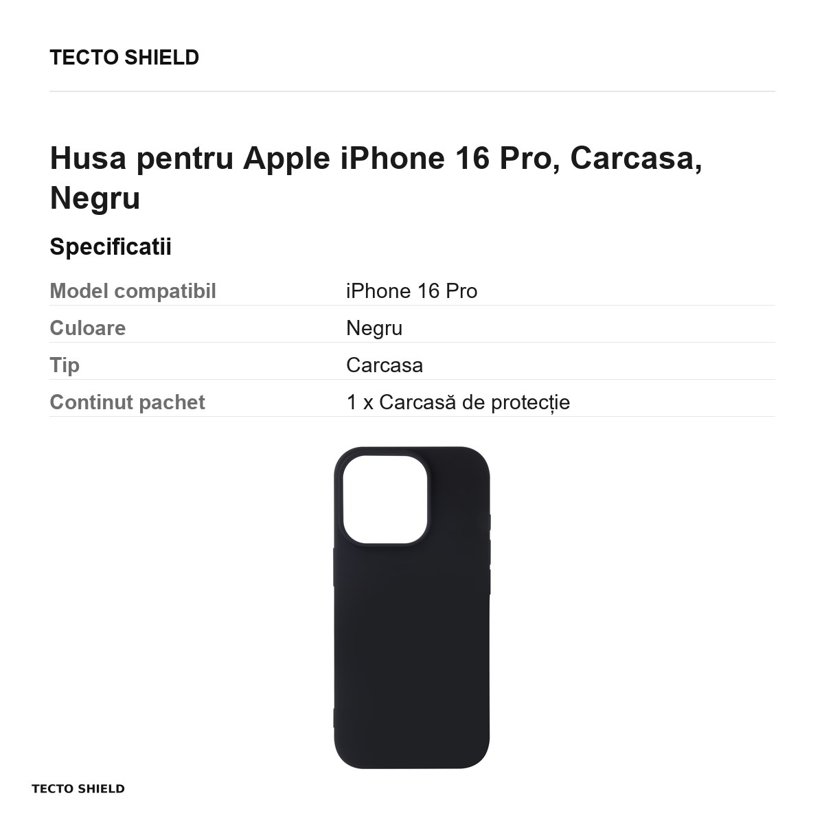 Husa Satin Flex pentru Apple iPhone 16 Pro, Carcasa, Negru [3]