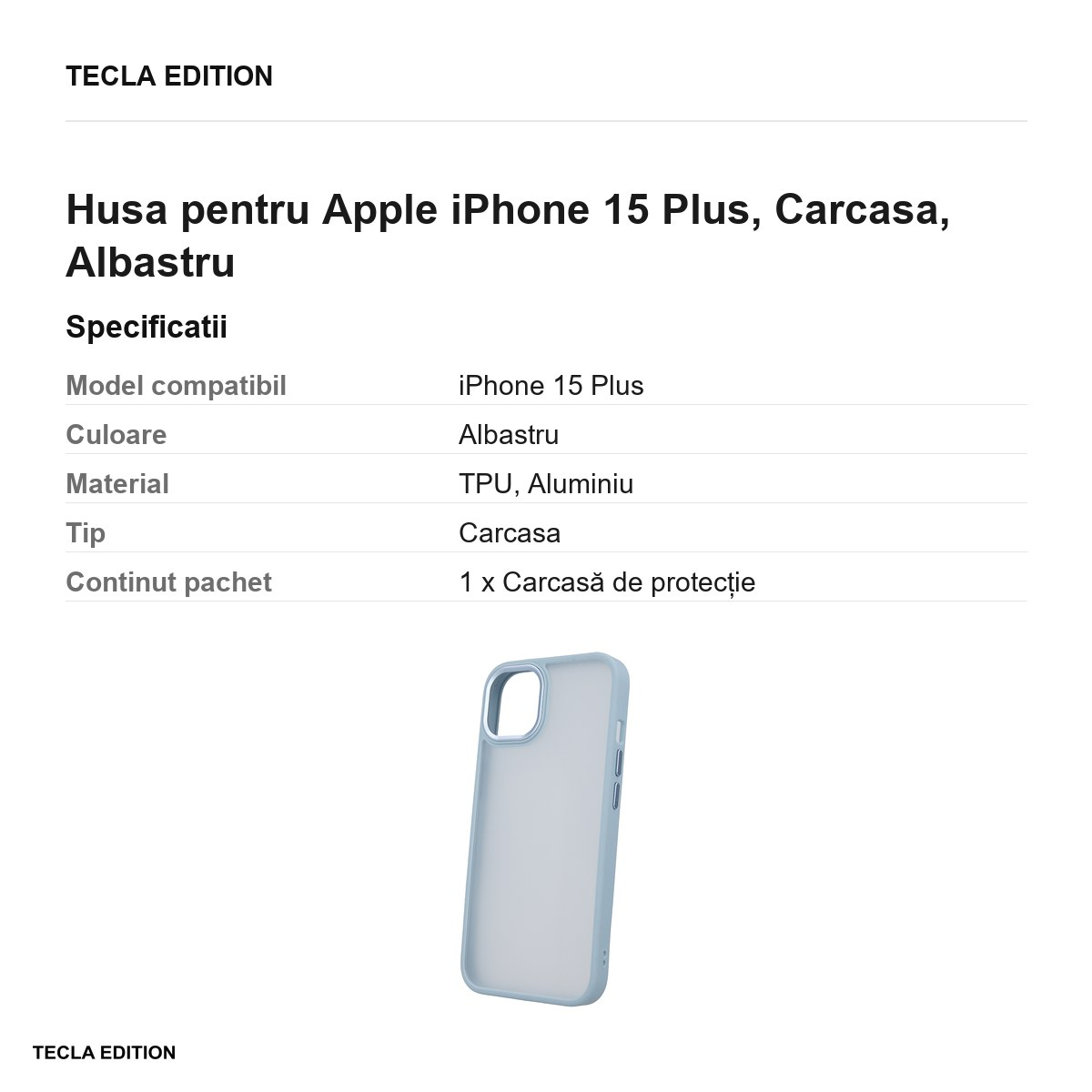 Husa Satin Matt pentru Apple iPhone 15 Plus, Carcasa, Albastru [3]