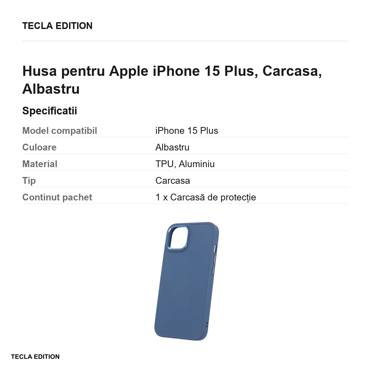 Husa Satin pentru Apple iPhone 15 Plus, Carcasa, Albastru [3]