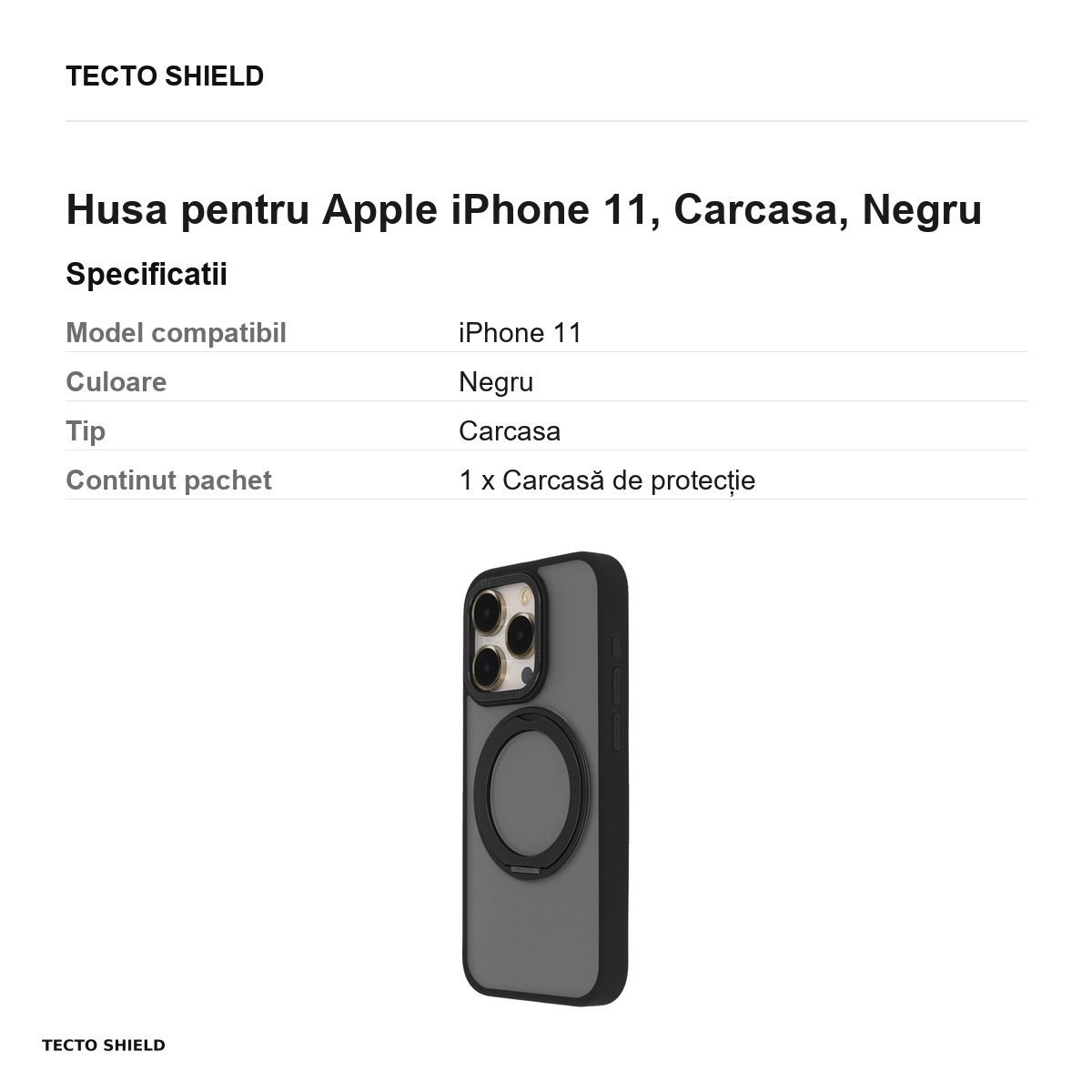 Husa Secure Spinning Mag pentru Apple iPhone 11, Carcasa, Negru [3]