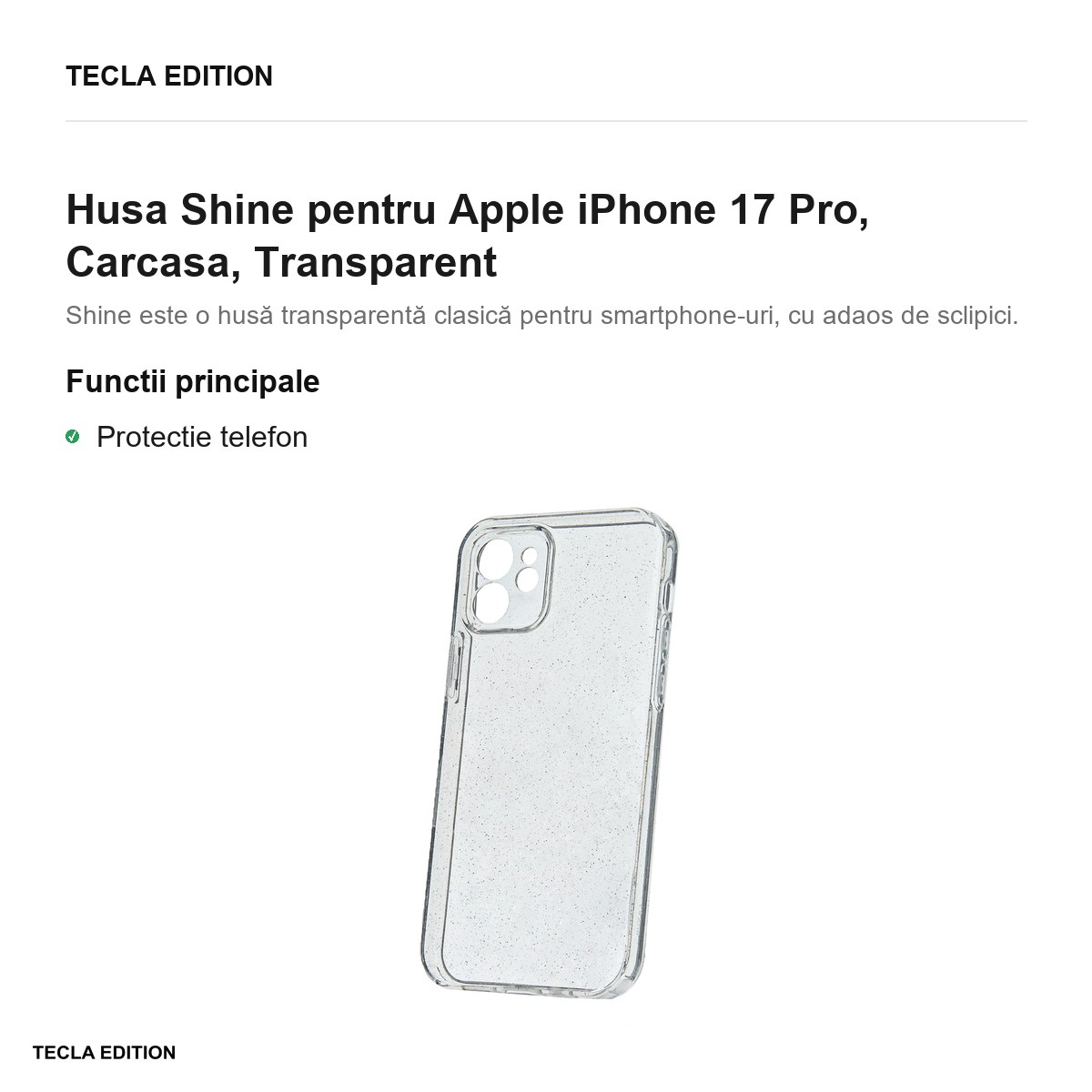 Husa Shine pentru Apple iPhone 17 Pro, Carcasa, Transparent [2]