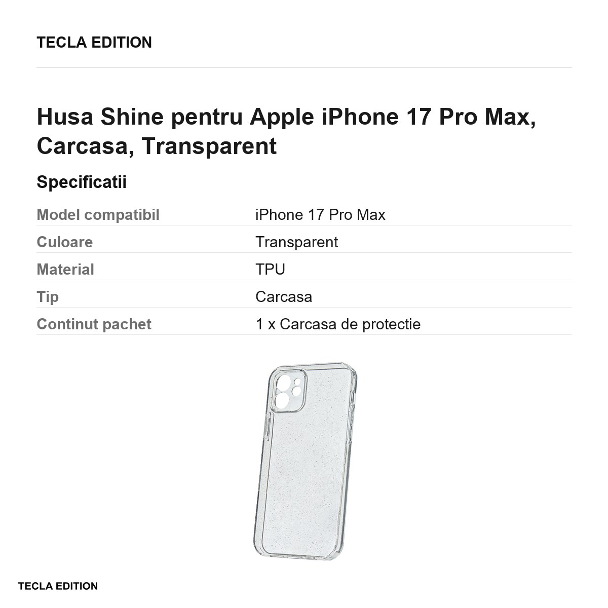 Husa Shine pentru Apple iPhone 17 Pro Max, Carcasa, Transparent [3]