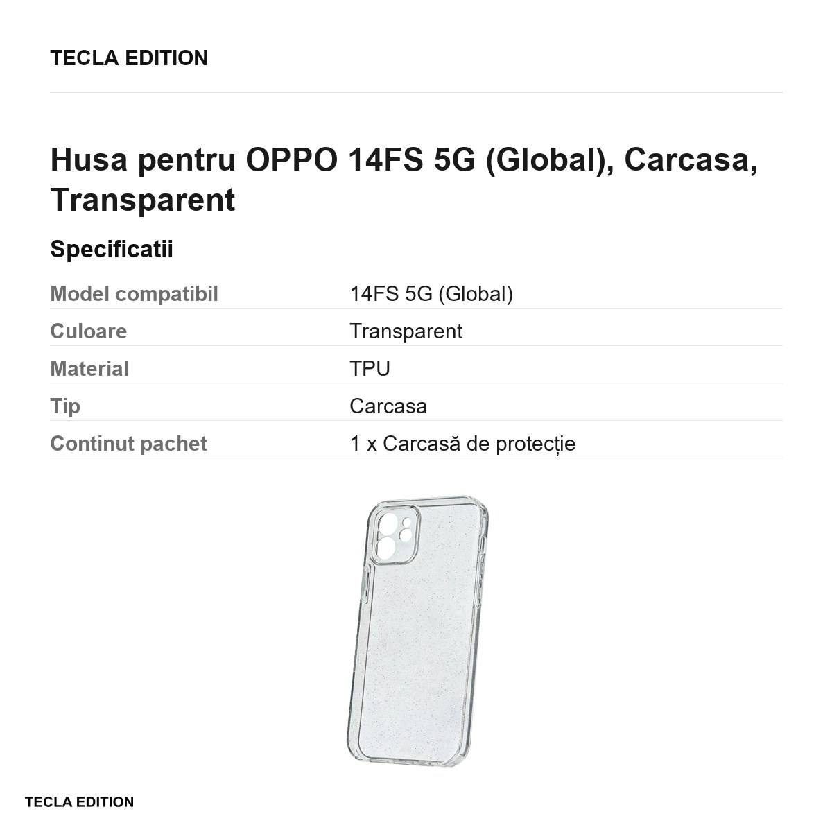Husa Shine pentru OPPO 14FS 5G (Global), Carcasa, Transparent [3]