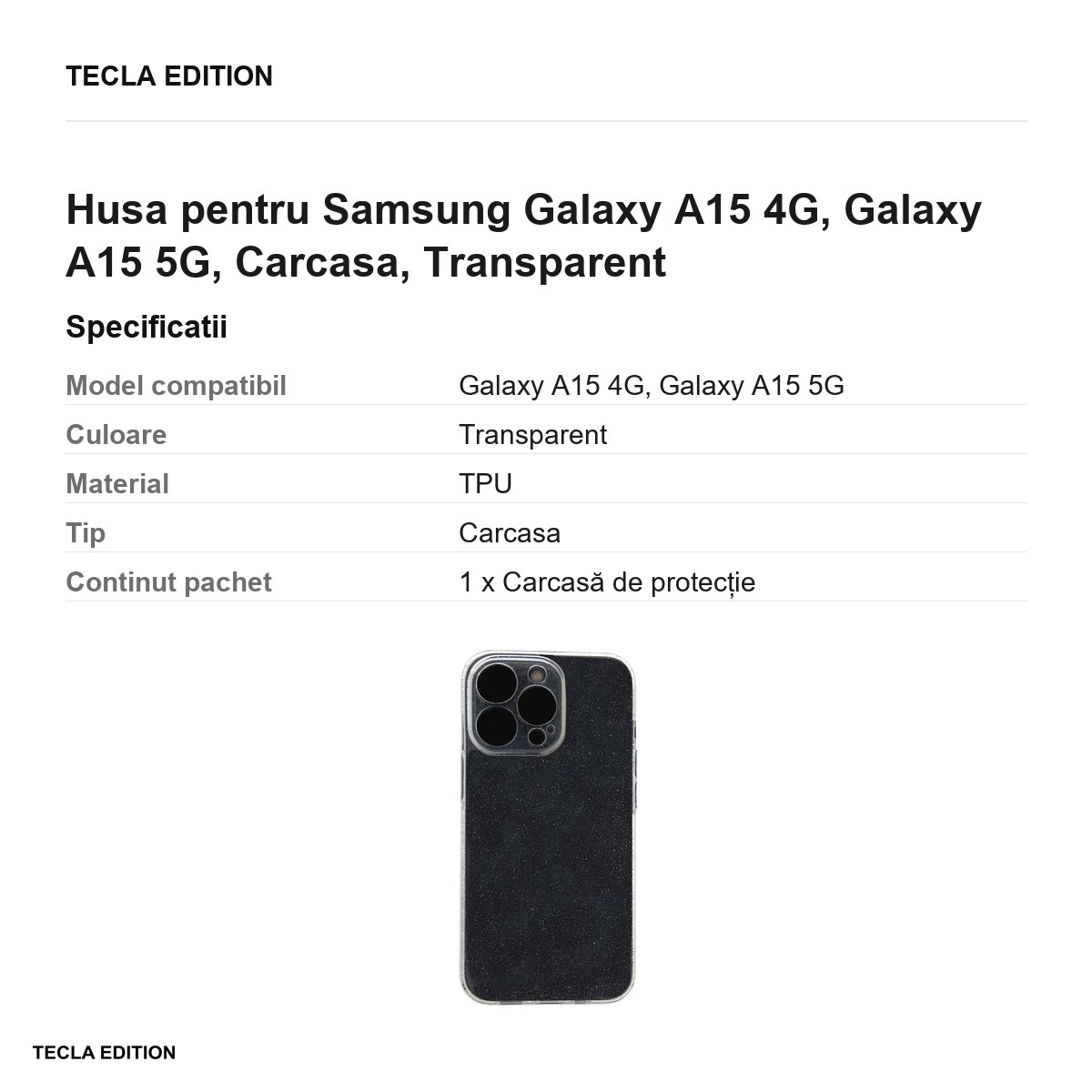 Husa Shine pentru Samsung Galaxy A15 4G, Galaxy A15 5G, Carcasa, Transparent [3]