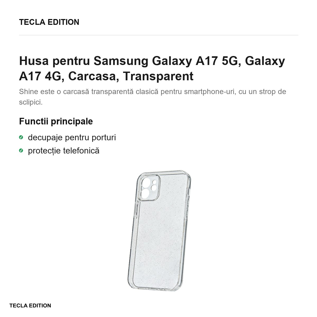 Husa Shine pentru Samsung Galaxy A17 5G, Galaxy A17 4G, Carcasa, Transparent [2]