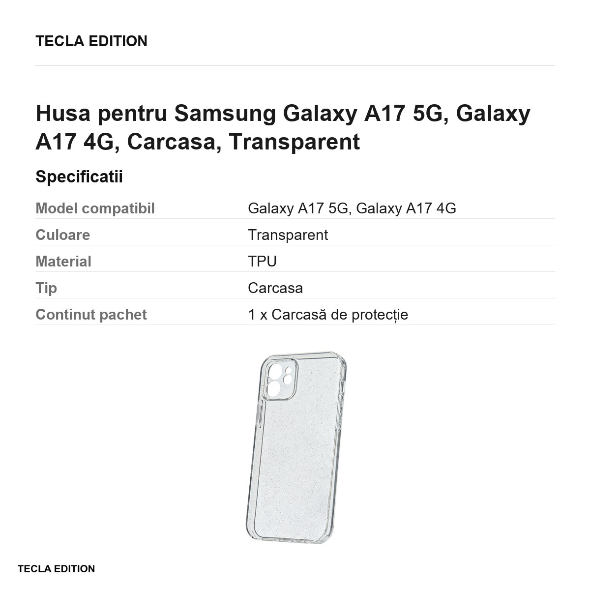 Husa Shine pentru Samsung Galaxy A17 5G, Galaxy A17 4G, Carcasa, Transparent [3]