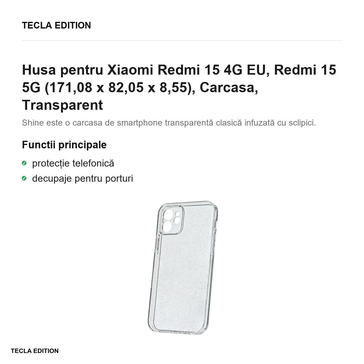 Husa Shine pentru Xiaomi Redmi 15 4G EU, Redmi 15 5G, Carcasa, Transparent [2]