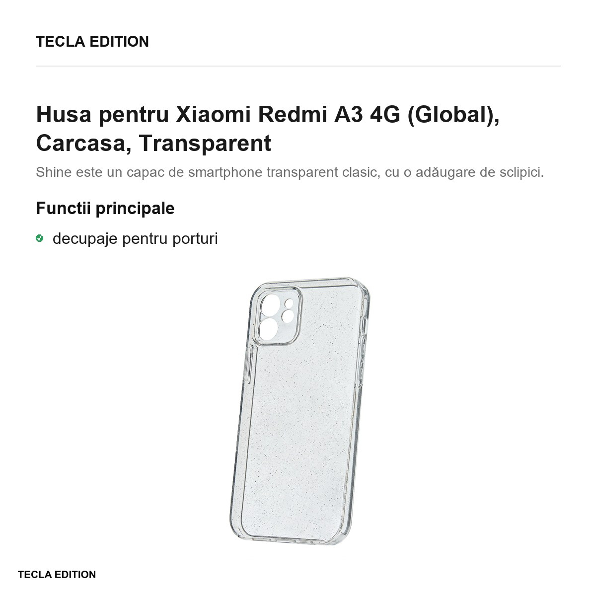 Husa Shine pentru Xiaomi Redmi A3 4G (Global), Carcasa, Transparent [2]