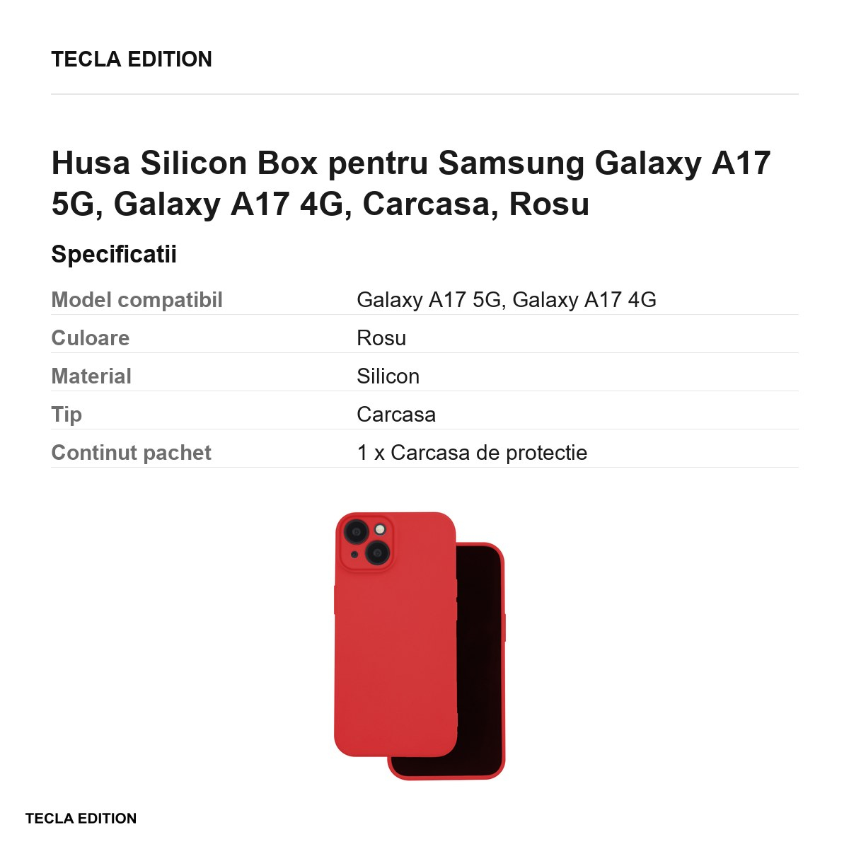 Husa Silicon Box pentru Samsung Galaxy A17 5G, Galaxy A17 4G, Carcasa, Rosu [3]