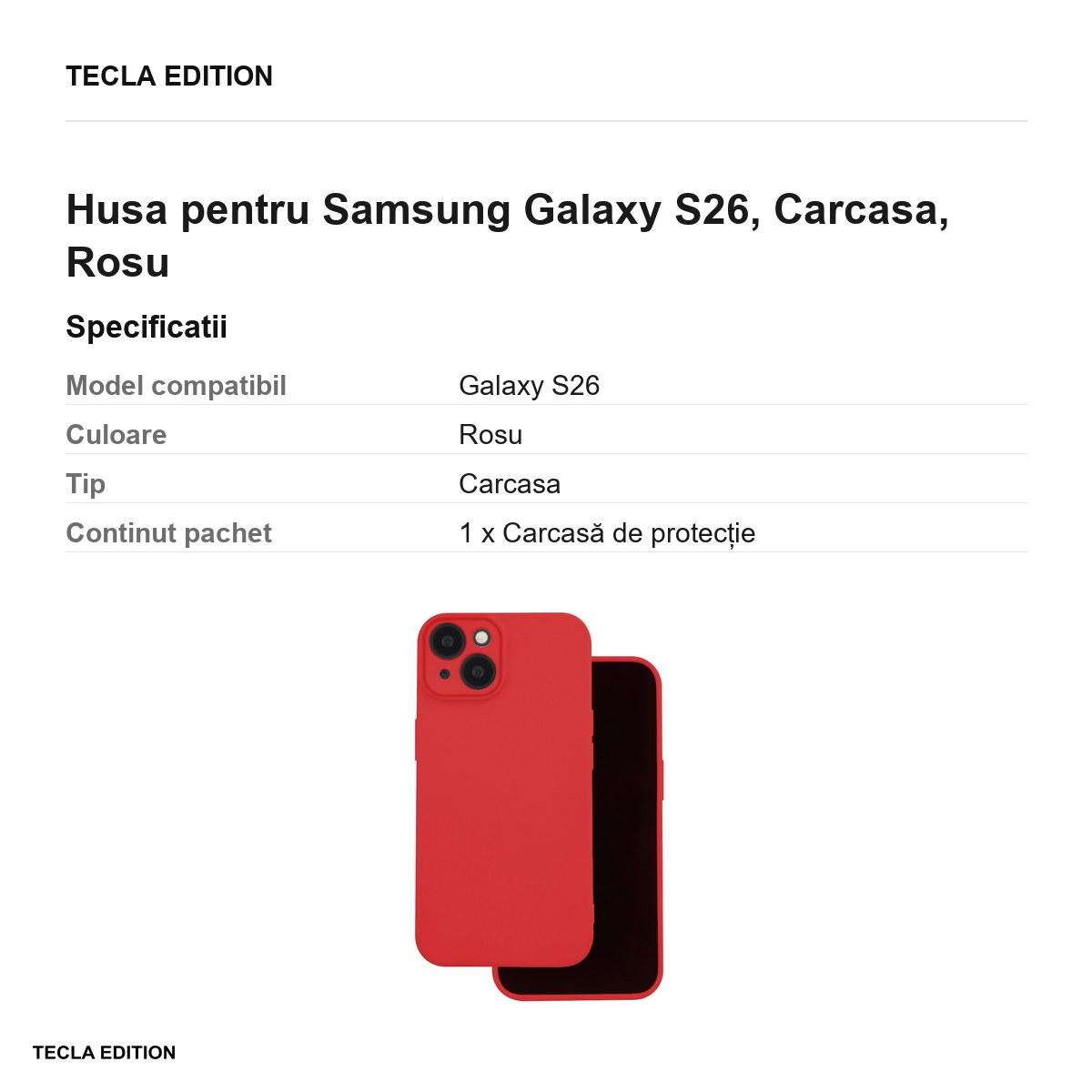 Husa Silicon Box pentru Samsung Galaxy S26, Carcasa, Rosu [3]