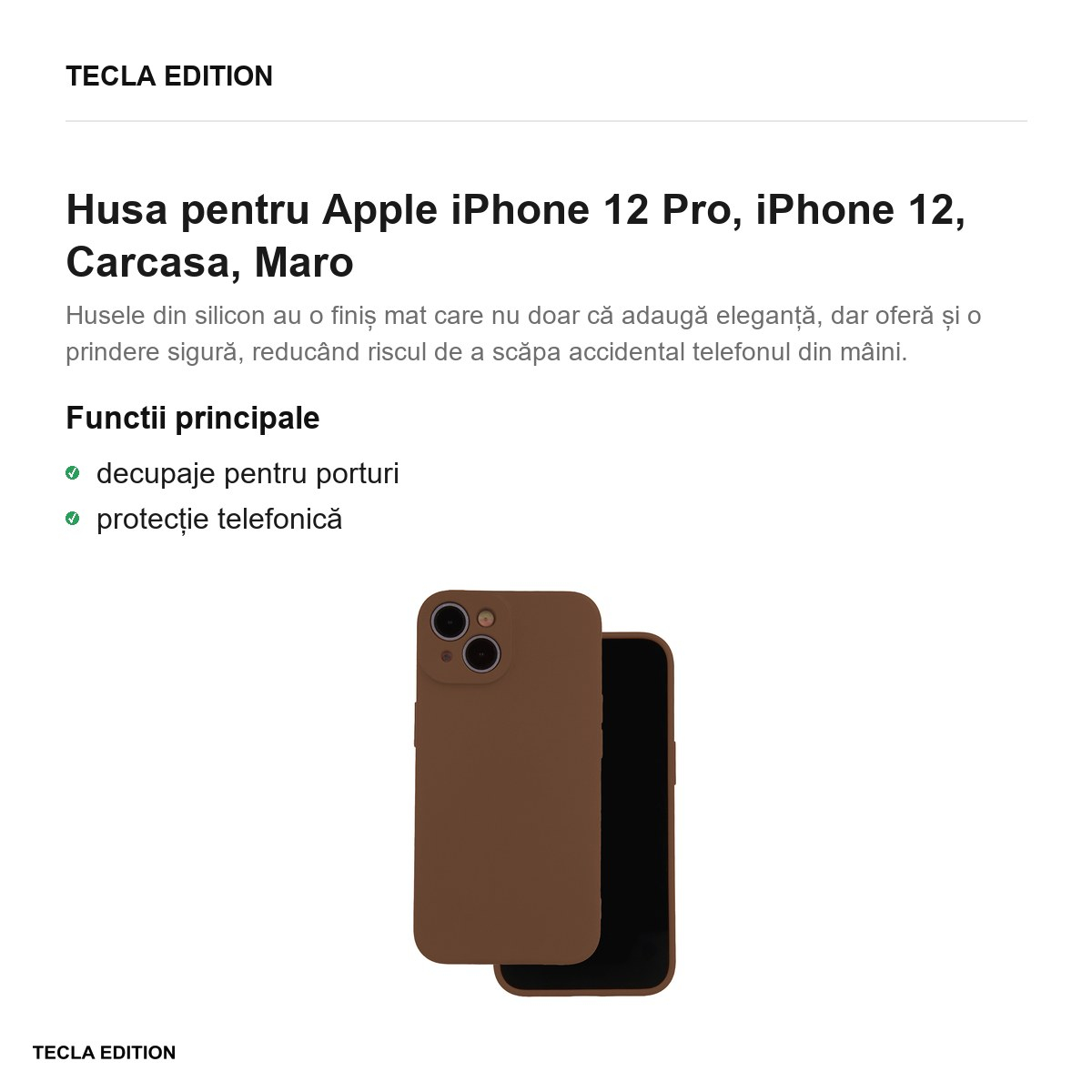 Husa Silicon pentru Apple iPhone 12 Pro, iPhone 12, Carcasa, Maro [3]