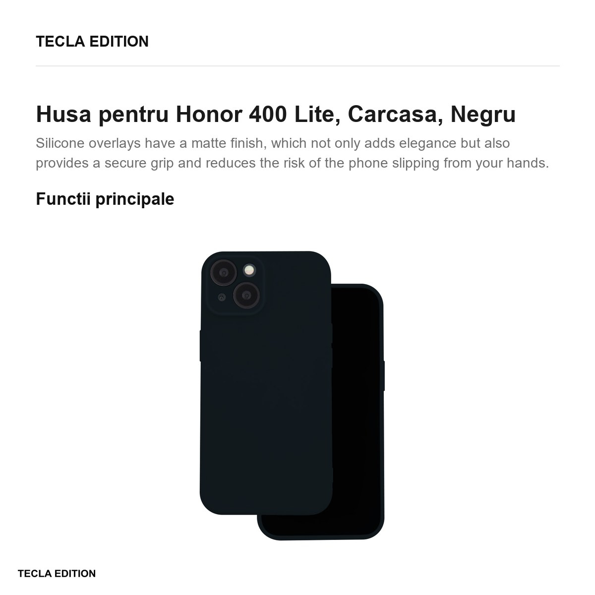 Husa Silicon pentru Honor 400 Lite, Carcasa, Negru [2]