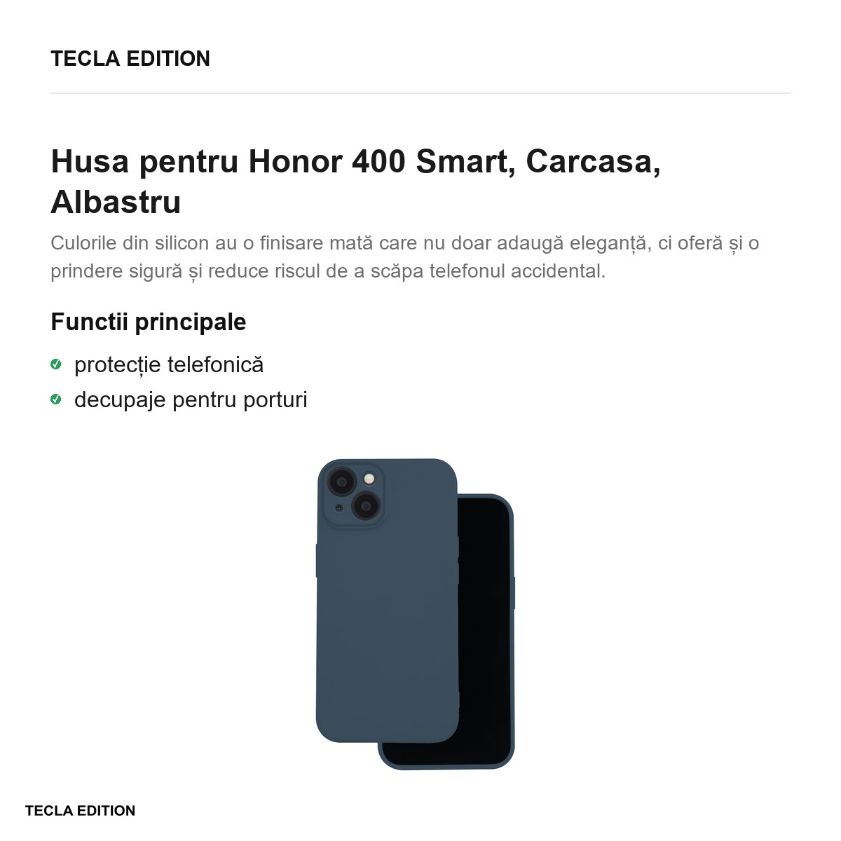 Husa Silicon pentru Honor 400 Smart, Carcasa, Albastru [2]