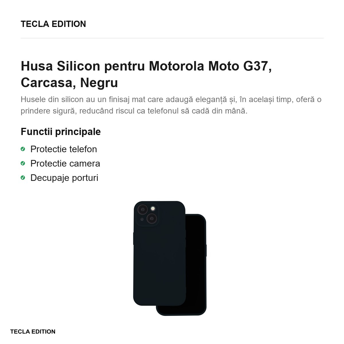 Husa Silicon pentru Motorola Moto G37, Carcasa, Negru [2]