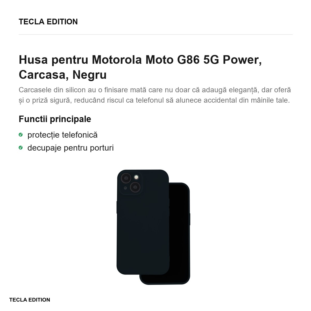 Husa Silicon pentru Motorola Moto G86 5G Power, Carcasa, Negru [2]