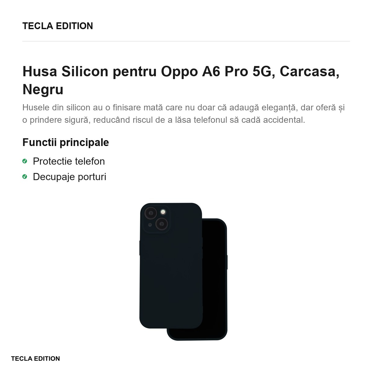 Husa Silicon pentru Oppo A6 Pro 5G, Carcasa, Negru [2]