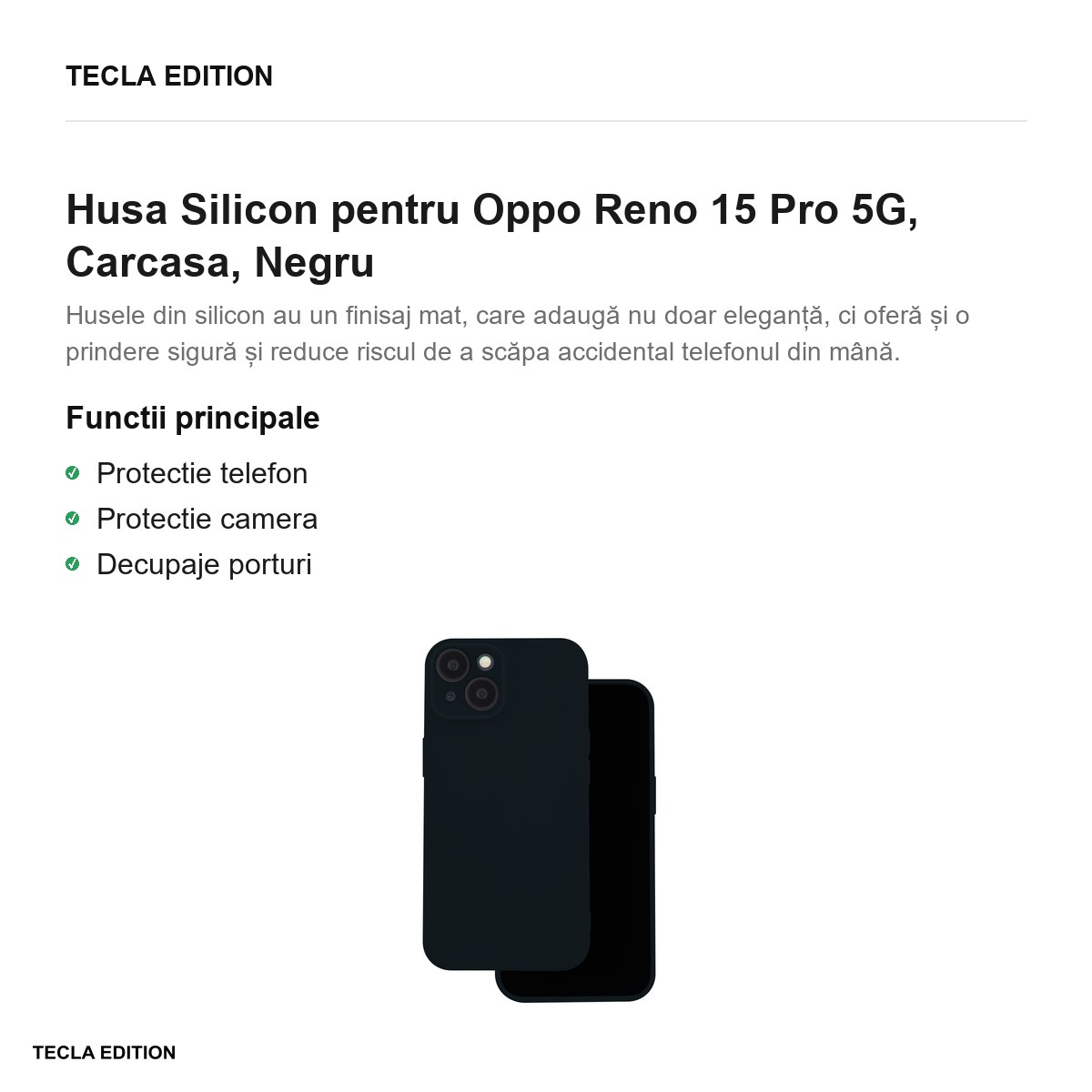 Husa Silicon pentru Oppo Reno 15 Pro 5G, Carcasa, Negru [2]