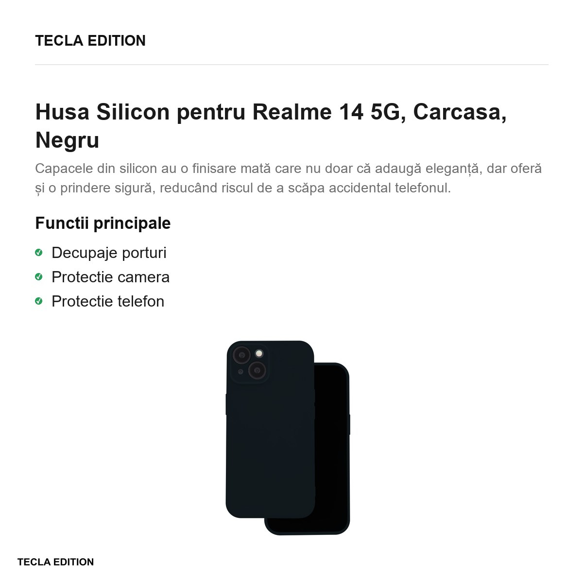 Husa Silicon pentru Realme 14 5G, Carcasa, Negru [2]