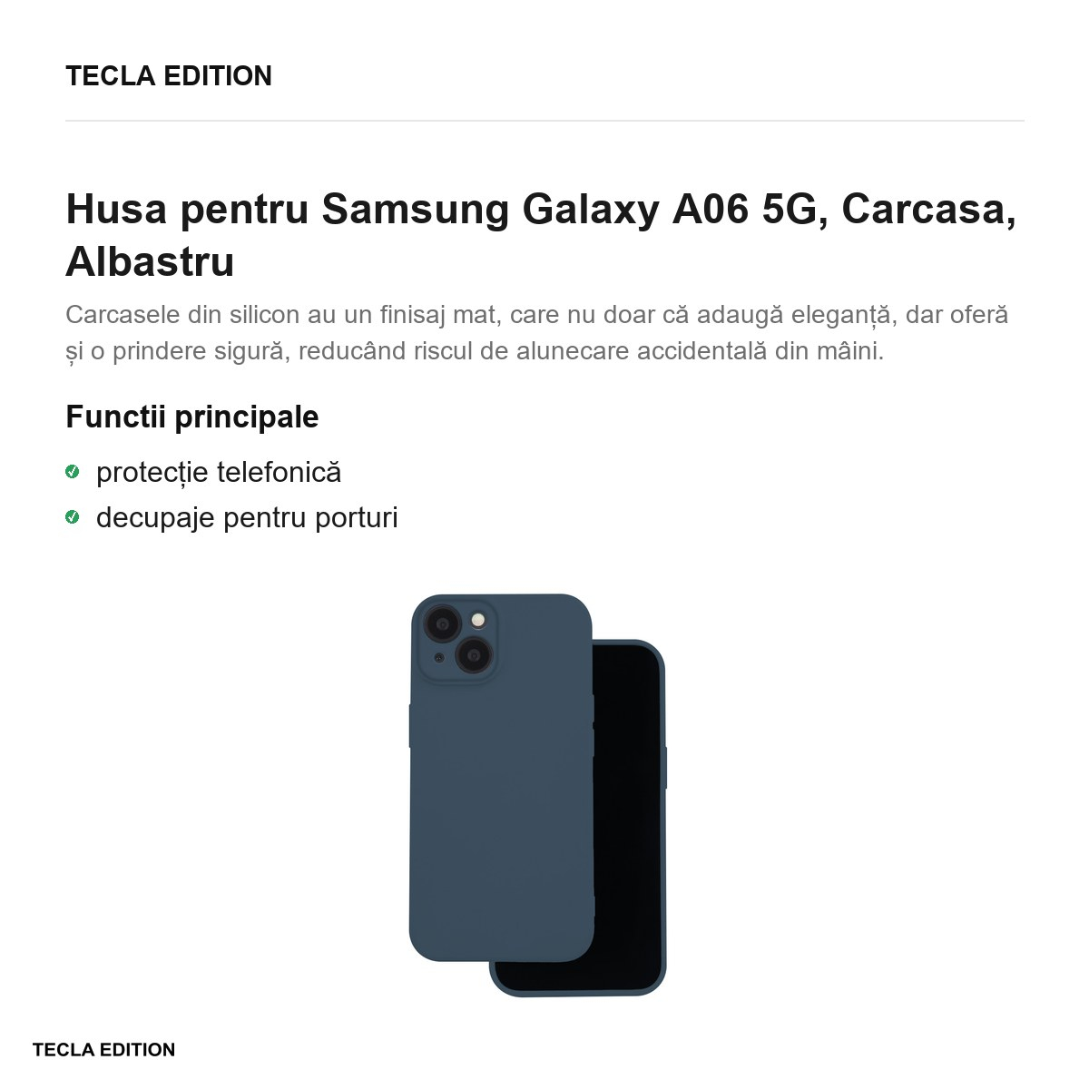 Husa Silicon pentru Samsung Galaxy A06 5G, Carcasa, Albastru [2]