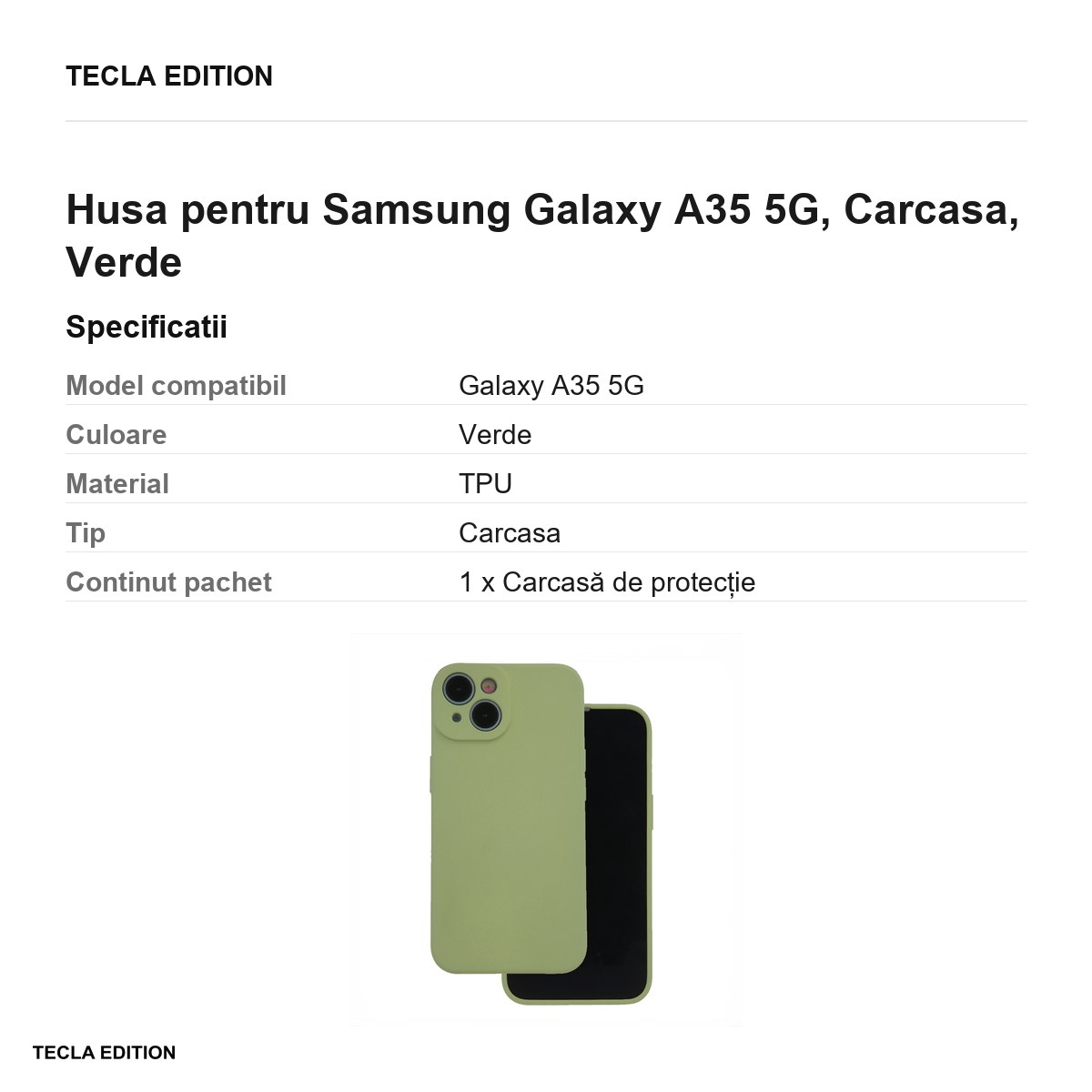 Husa Silicon pentru Samsung Galaxy A35 5G, Carcasa, Verde [3]