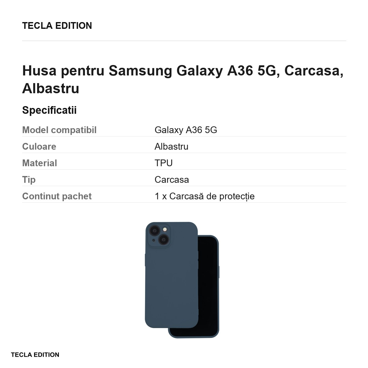 Husa Silicon pentru Samsung Galaxy A36 5G, Carcasa, Albastru [3]