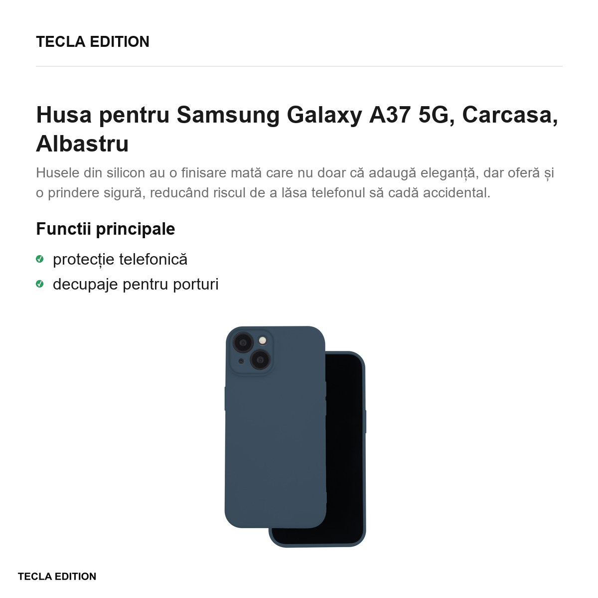 Husa Silicon pentru Samsung Galaxy A37 5G, Carcasa, Albastru [2]