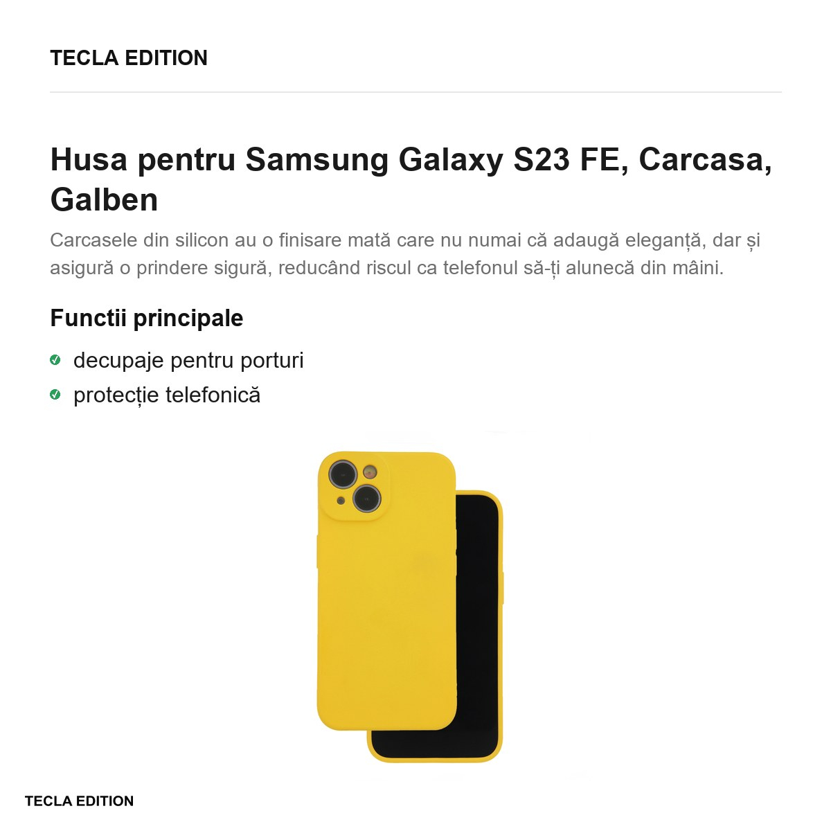 Husa Silicon pentru Samsung Galaxy S23 FE, Carcasa, Galben [2]