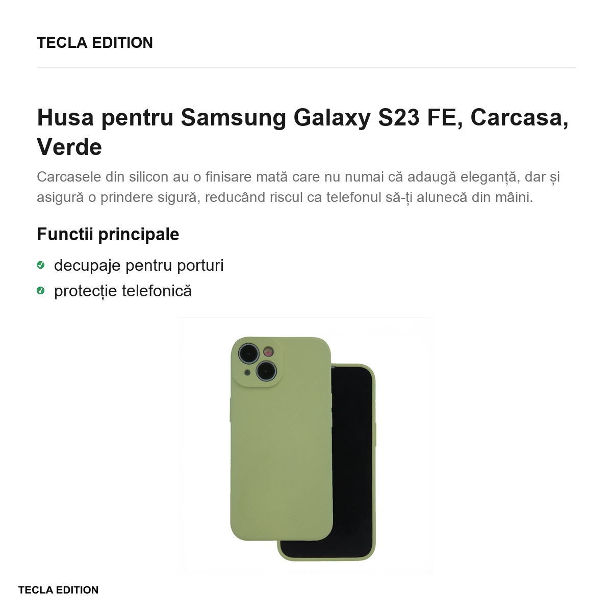 Husa Silicon pentru Samsung Galaxy S23 FE, Carcasa, Verde [2]